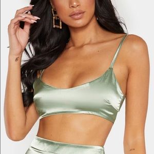 Satin scoop neck crop top